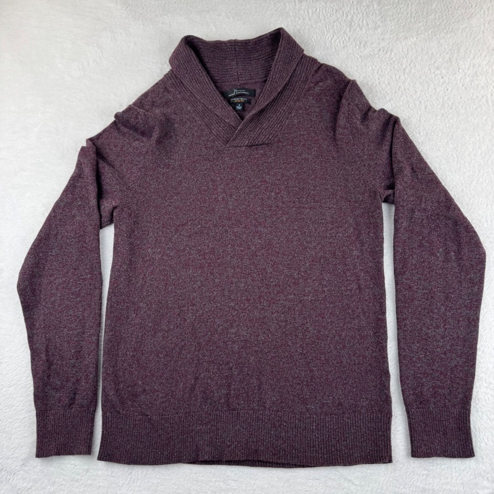 Marc Anthony Sweater Mens S Burgundy Shawl Collar Slim Fit Cashmere Wool Blend
